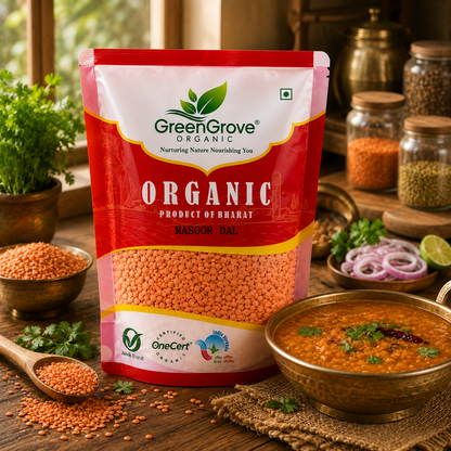 GreenGrove Organic Masoor Dal (500 GM) (PACK OF 2)