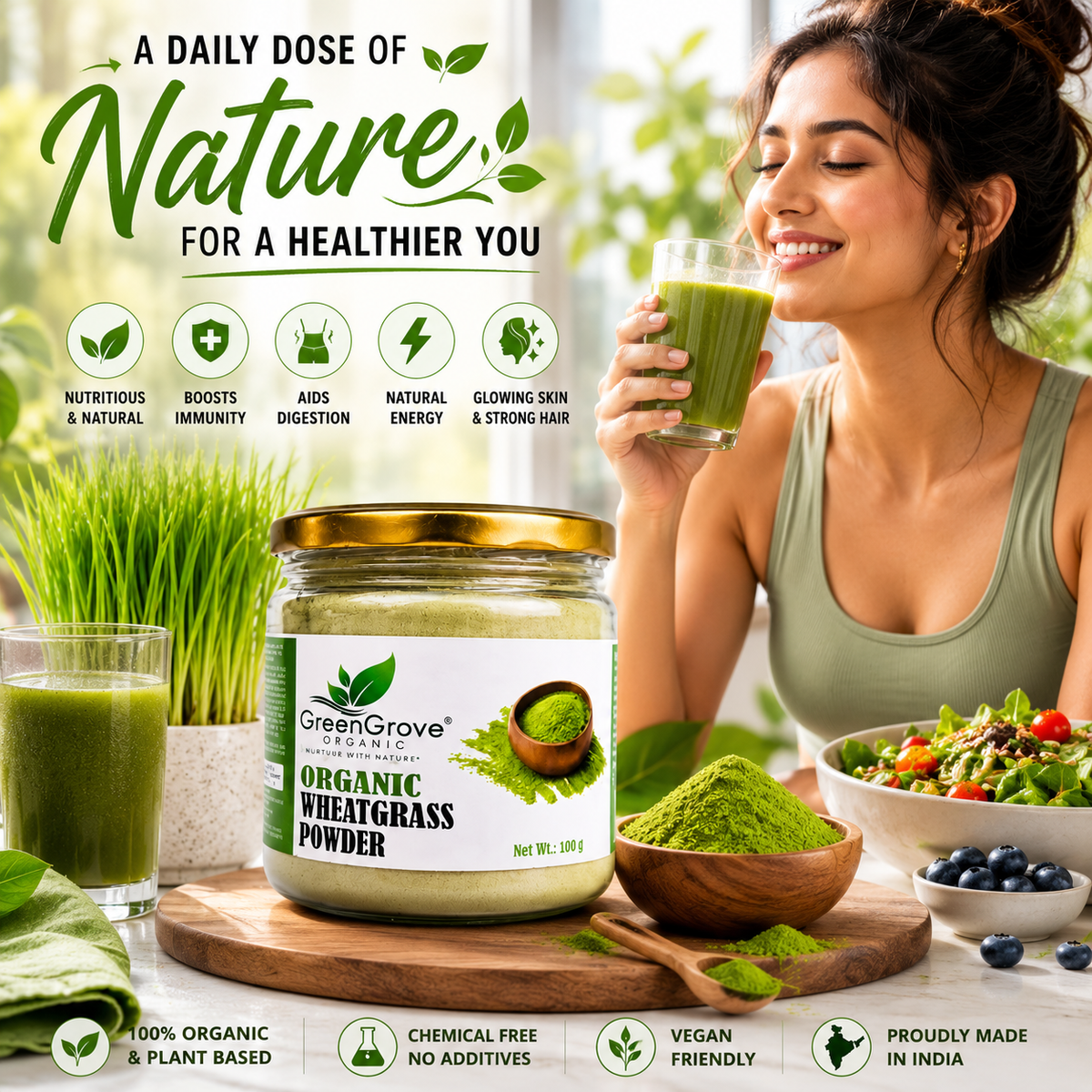 GreenGrove Organic Wheatgrass powder (150 GM)