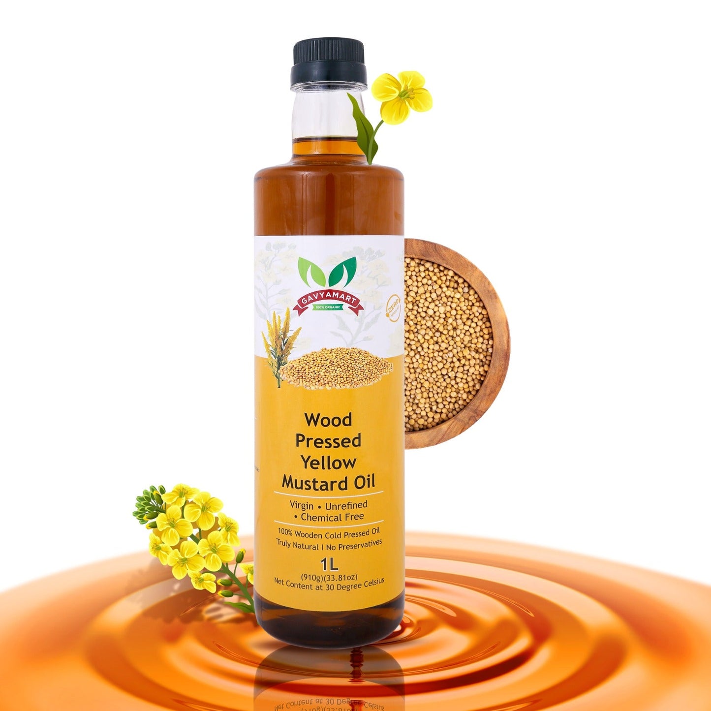 Gavyamart Wood Pressed Yellow Mustard Oil