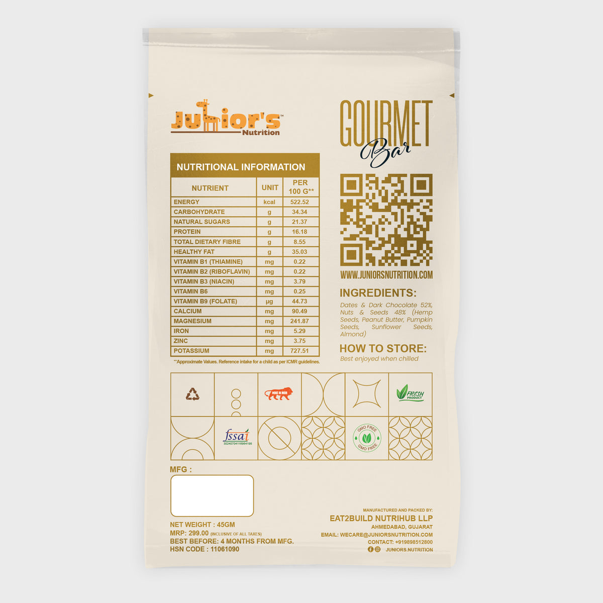 Junior's Nutrition Gourmet Bar (45 GM)