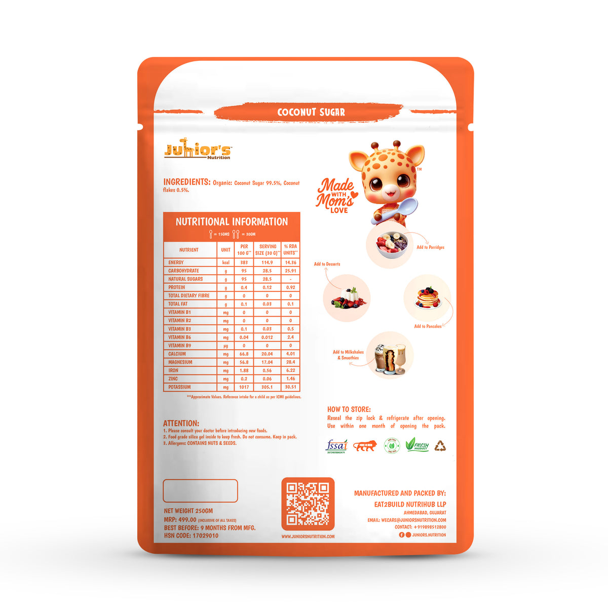 Junior's Nutrition Coconut Sugar (250 GM)