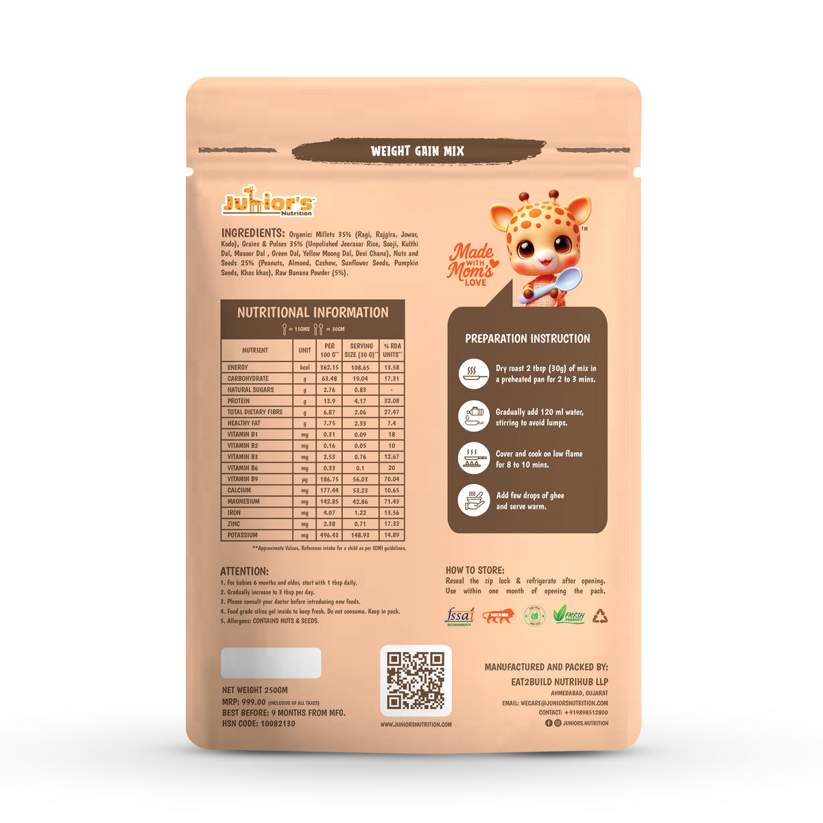 Junior's Nutrition Weight Gain Mix (250 GM)