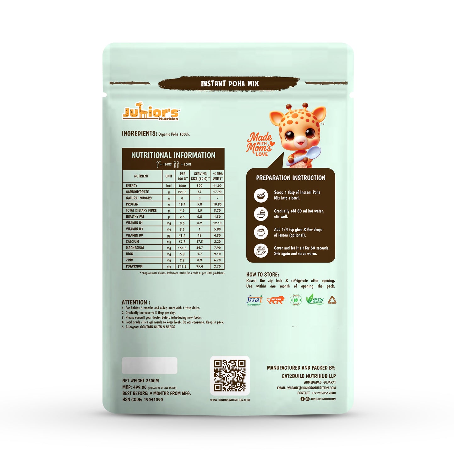 Junior's Nutrition Instant Poha Mix (250 GM)