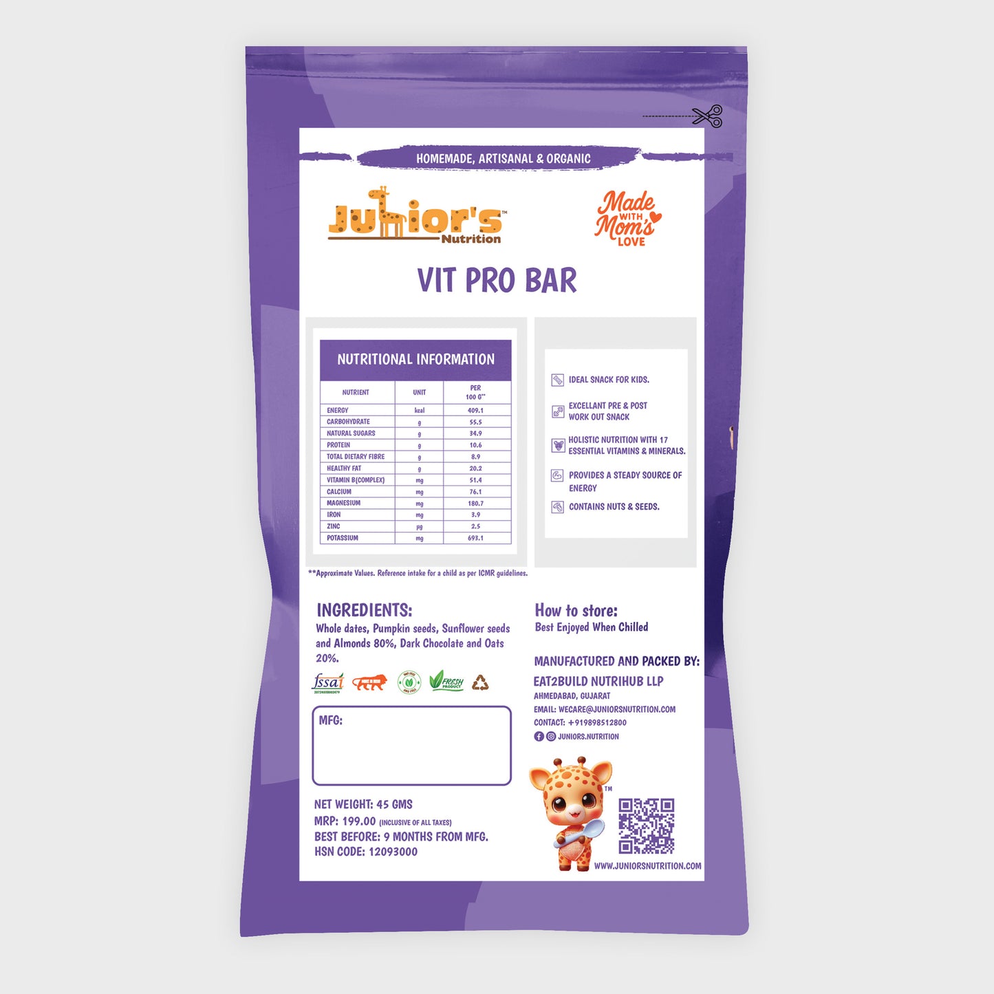 Junior's Nutrition Vit-pro bar (45 GM) (PACK OF 2)