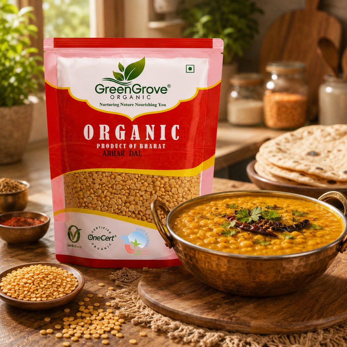 GreenGrove Organic Arhar Dal - Premium Blend of Lentils