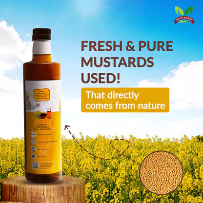 Gavyamart Wood Pressed Yellow Mustard Oil