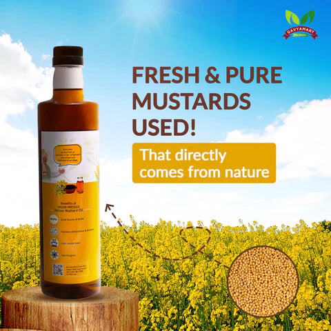 Gavyamart Wood Pressed Yellow Mustard Oil