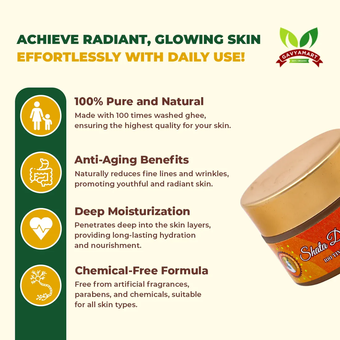 Gavyamart Shata Dhauta Ghrita Skin Cream (100 Time Washed Ghee)
