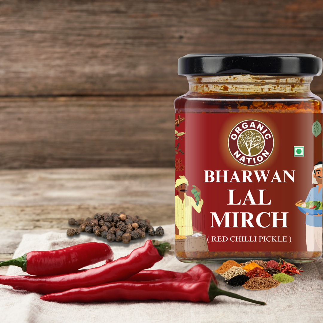 Organic Nation Bharwan Lal Mirch (Stuffed Red Chilli Pickle)