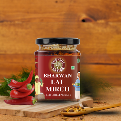 Organic Nation Bharwan Lal Mirch (Stuffed Red Chilli Pickle)