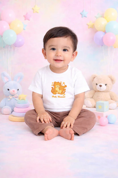 Tiny Tiggy Bamboo T-Shirt and Trouser Set | Mama & Baby Tiger Print White Tee with Brown Corduroy Bottom