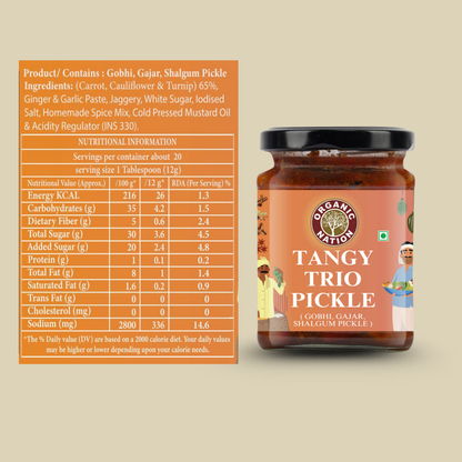 Organic Nation Tangy Trio Pickle (Khatta Meetha Pickle) (250 GM)