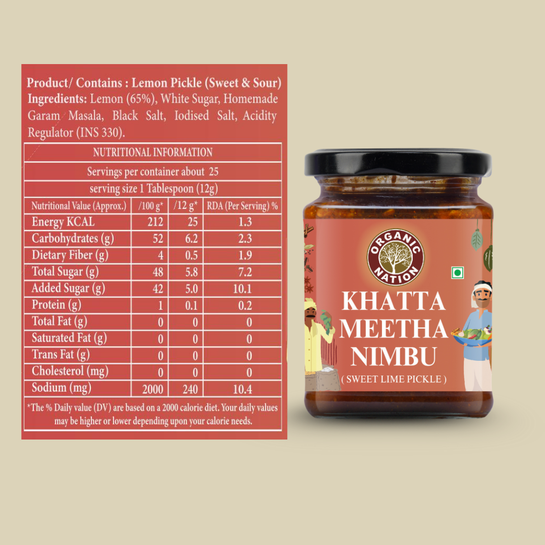 Organic Nation Khatta Meetha Nimbu (Sweet Lemon Pickle)