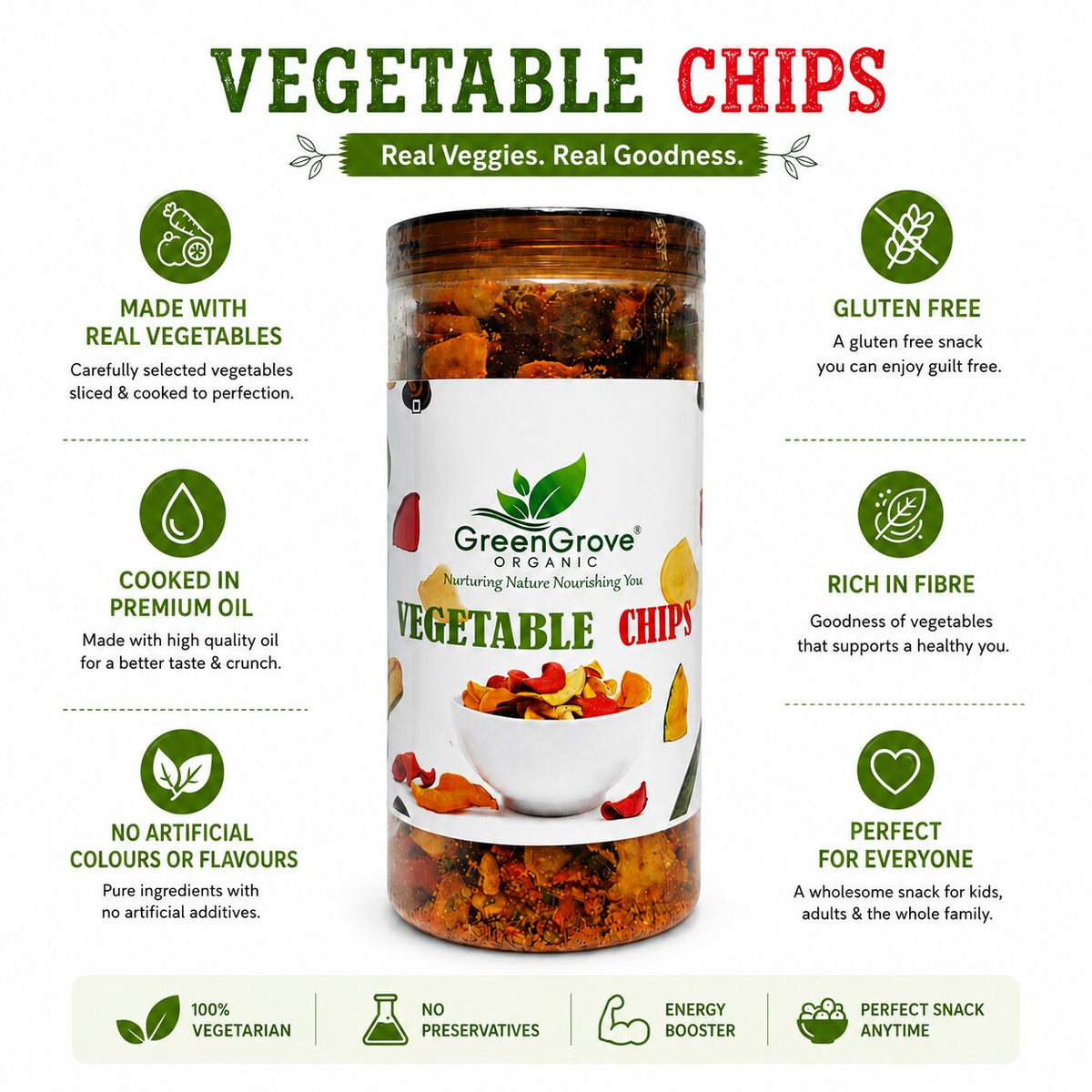 GreenGrove Organic Mix Vegetable Chips (250 GM)
