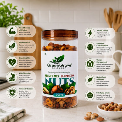 Green Grove Crispy Mix Cappuccino Nuts (300 GM)