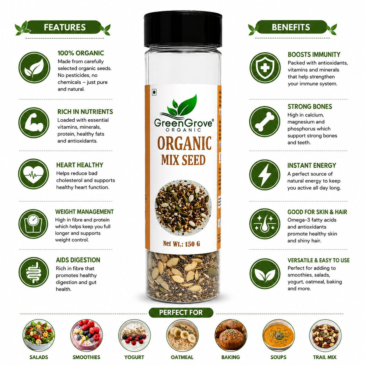 GreenGrove Organic Mix Seed (150 GM)