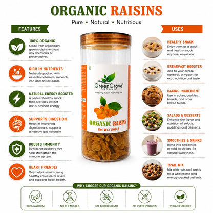 GreenGrove Organic Raisins (500 GM)