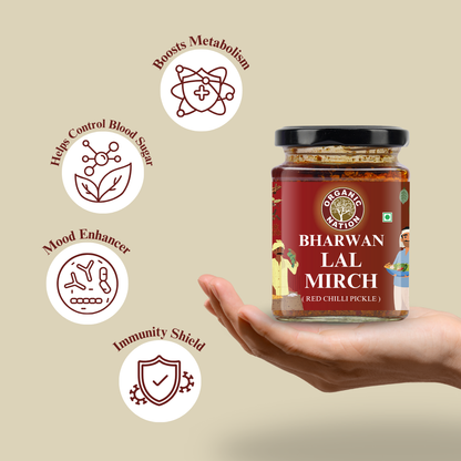 Organic Nation Bharwan Lal Mirch (Stuffed Red Chilli Pickle)