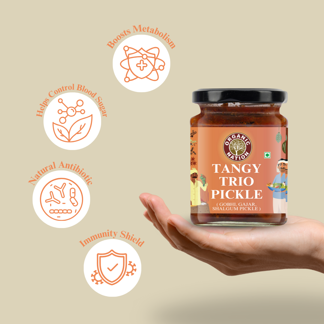 Organic Nation Tangy Trio Pickle (Khatta Meetha Pickle) (250 GM)