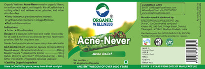 Organic Wellness Acne Never 90 Capsules