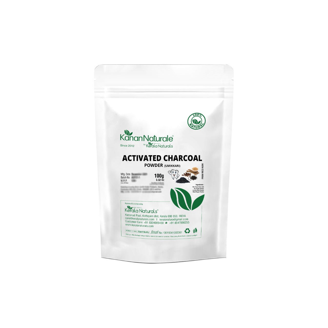 Kerala Naturals Activated Charcoal from Rice Husk – 100 gm