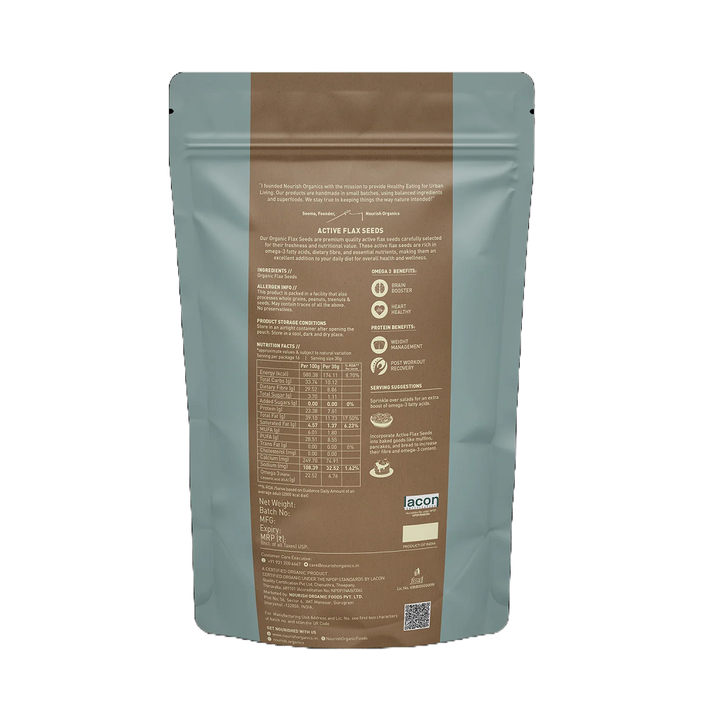 Nourish Organics Active Flax Seeds (500 GM)