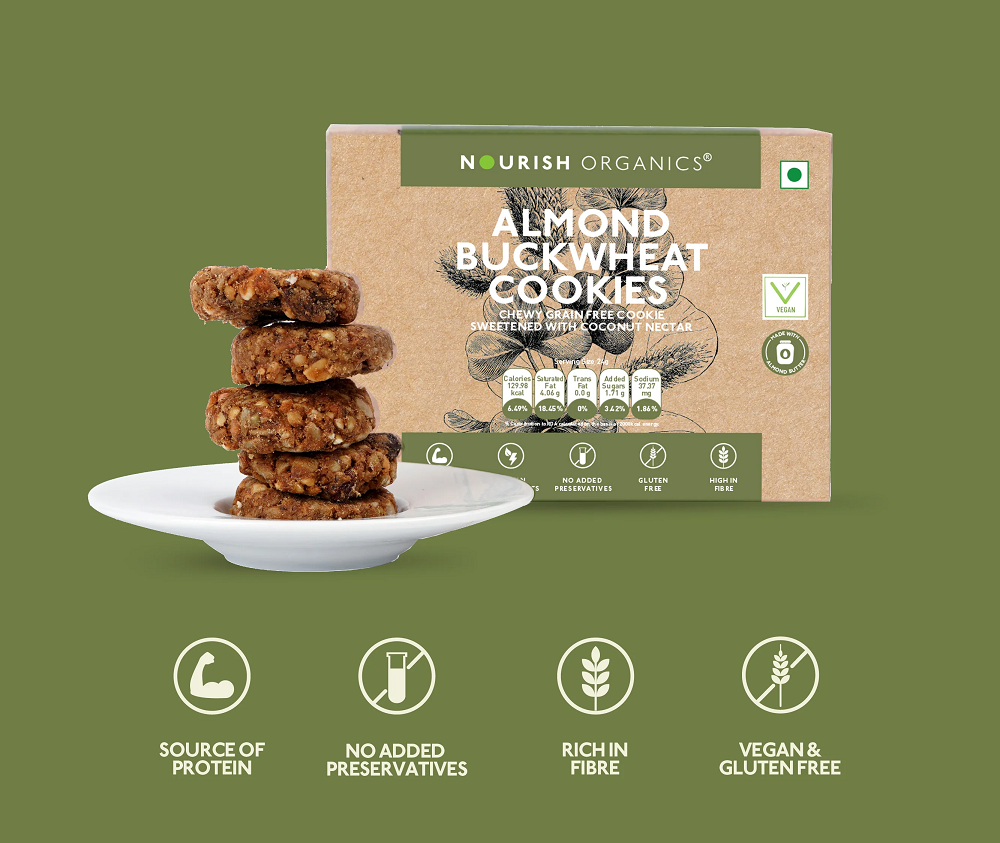 Nourish Organics Almond Buckwheat Cookies (120 GM)