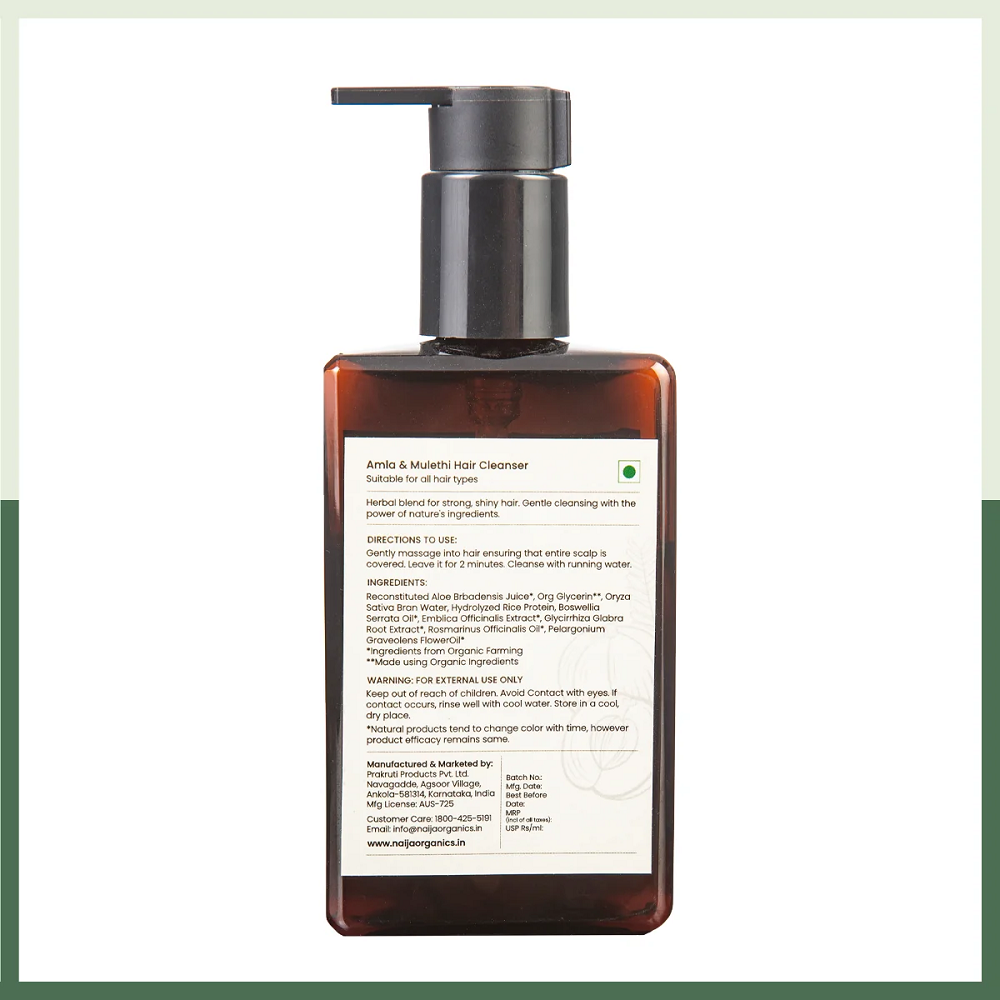 Naija Organics Amla & Mulethi Hair Cleanser / Shampoo (200 ML)