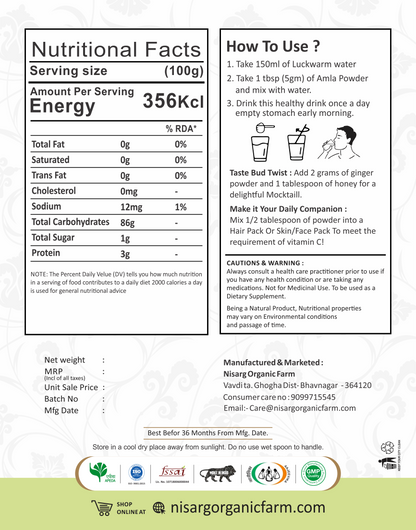 Nisarg Organic Farm Amla Powder