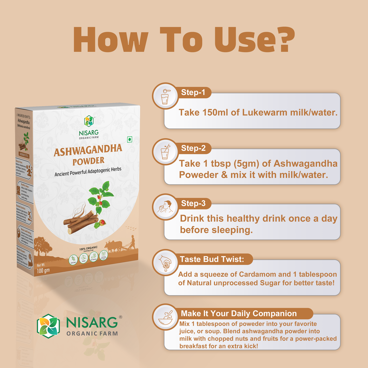 Nisarg Organic Farm Ashwagandha Root Powder