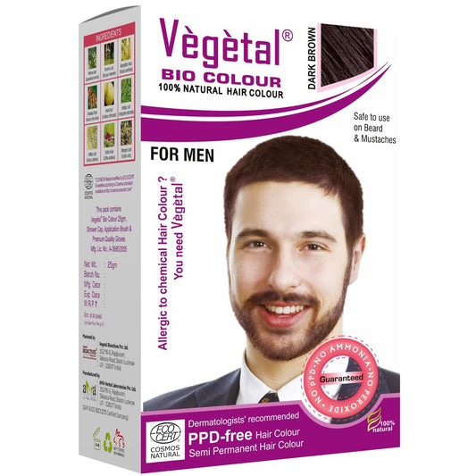 Vegetal Bio Colour - 25g | Experience Natural Dark Brown Beard Hair Color for Men