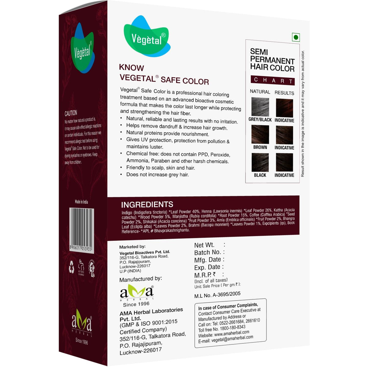 Vegetal SafeColor™ Burgundy - PPD Free Hair Color