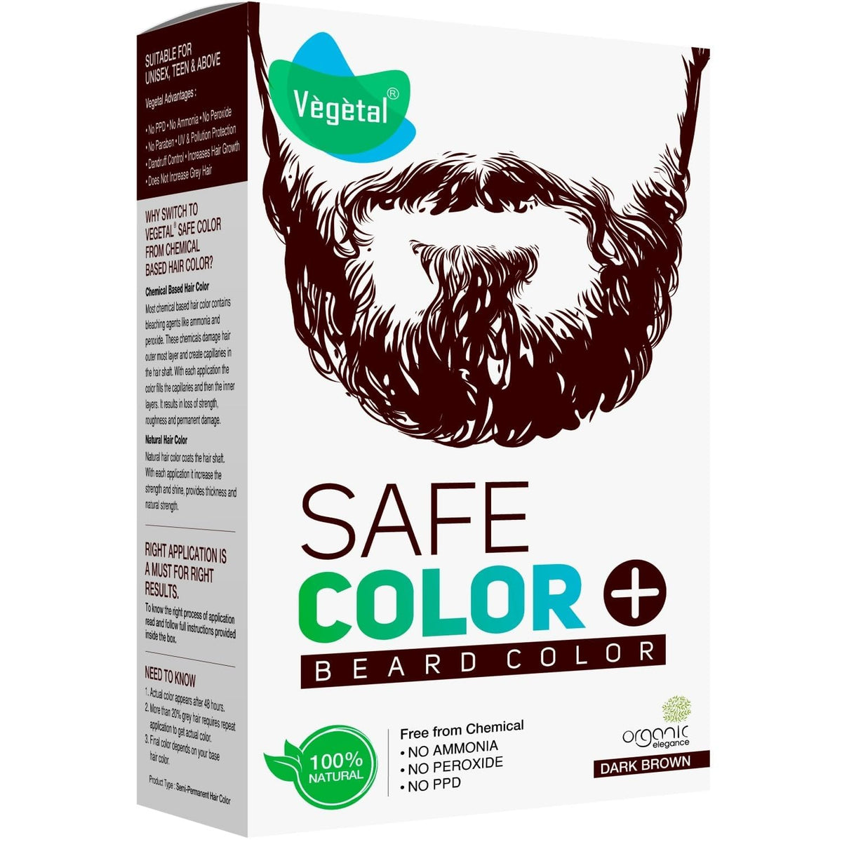 Vegetal Safe Dark Brown Color for Beard (25 GM)