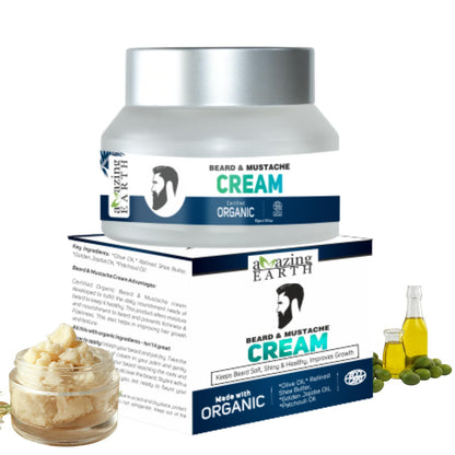 Amazing Earth Organic Beard & Mustache Cream (50 GM)