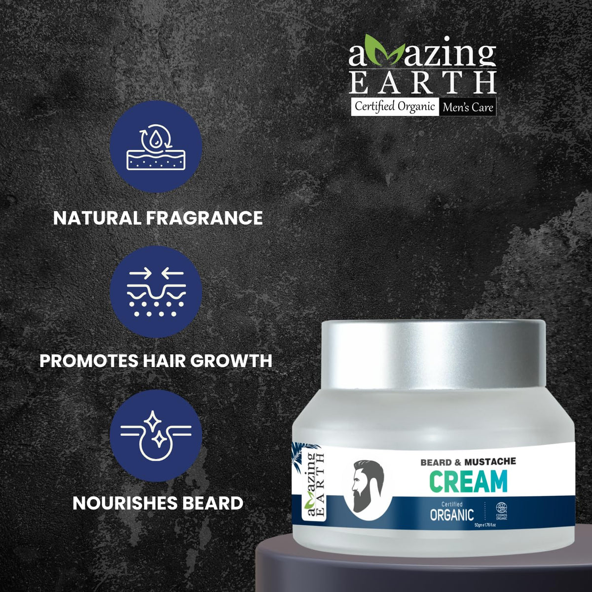 Amazing Earth Organic Beard & Mustache Cream (50 GM)