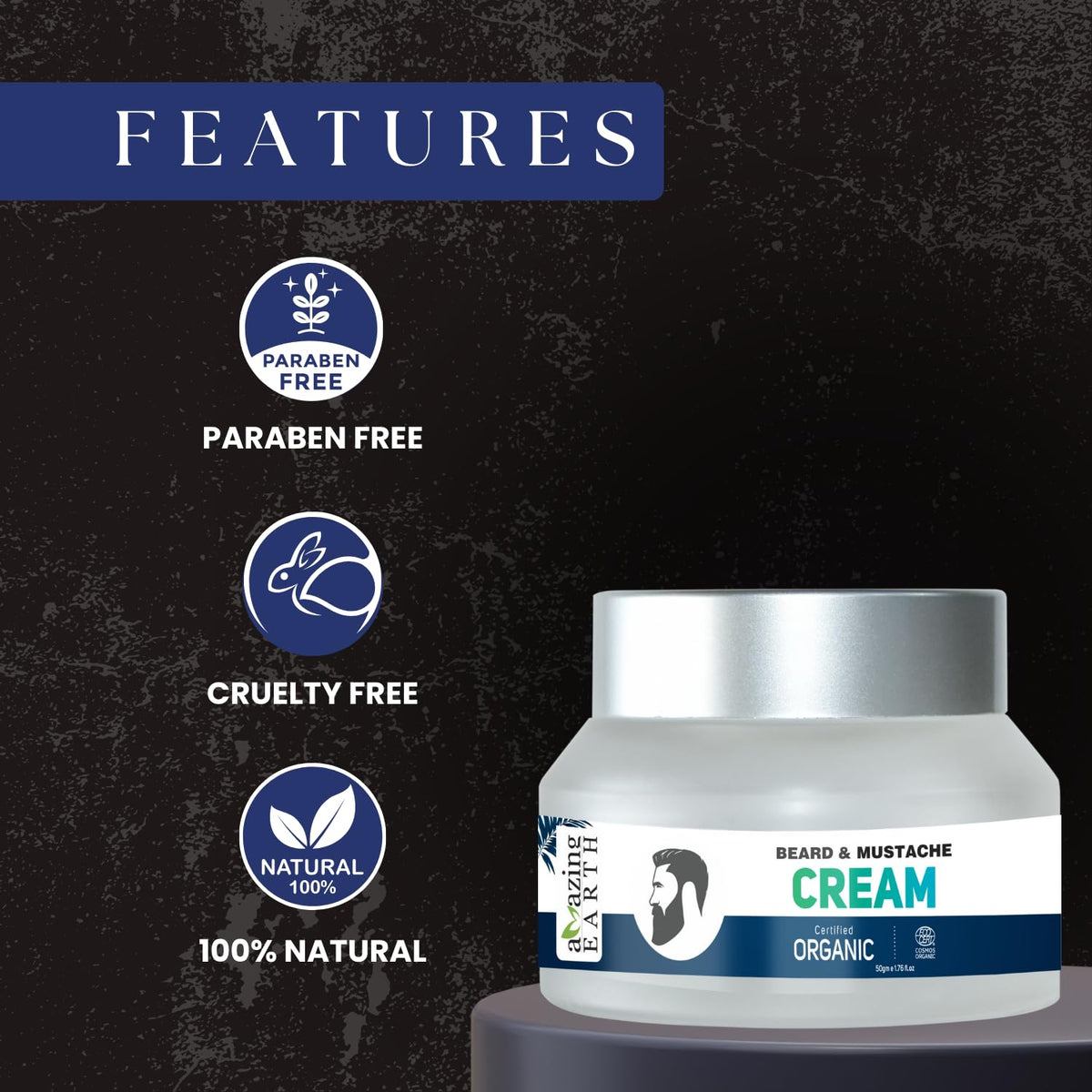 Amazing Earth Organic Beard & Mustache Cream (50 GM)