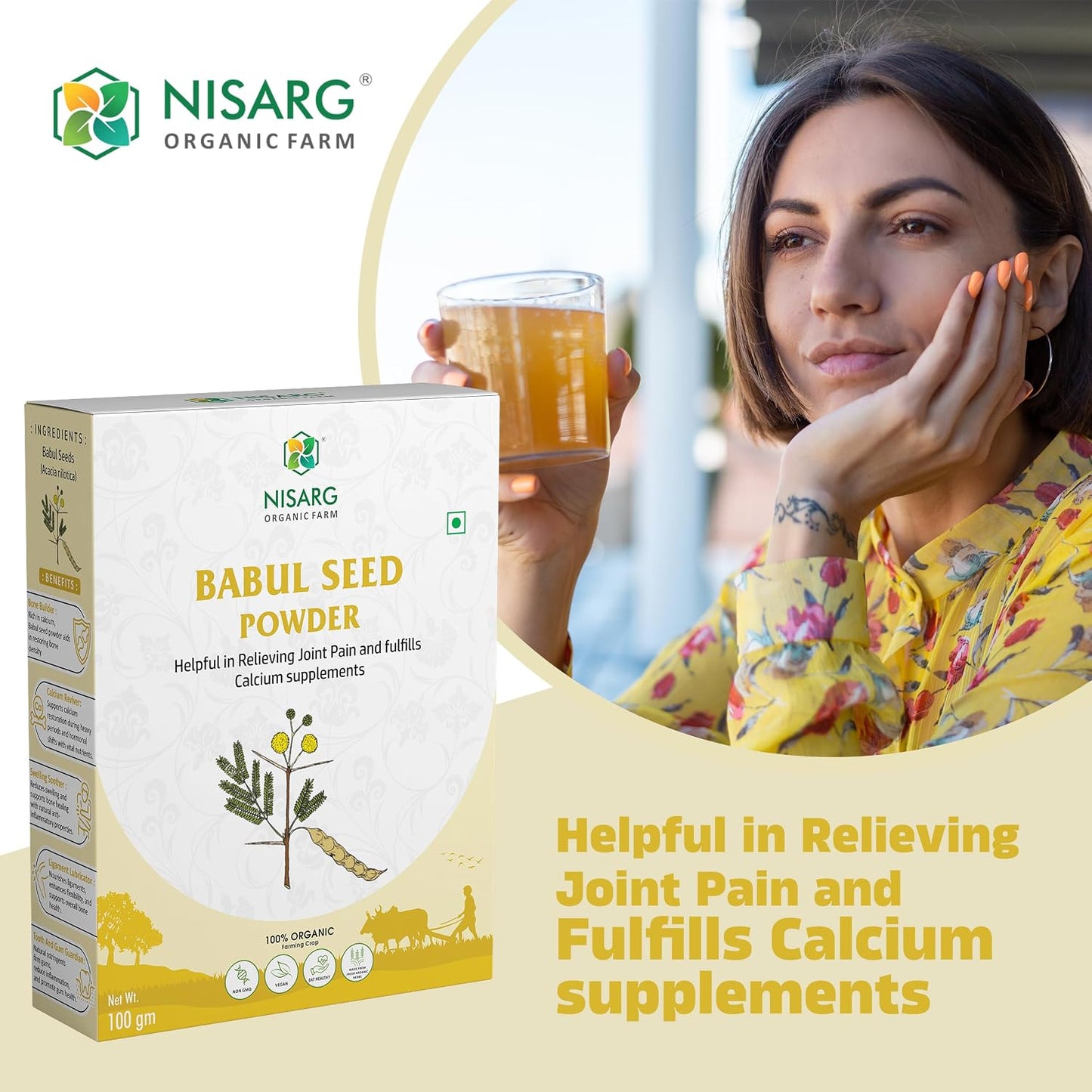 Nisarg Organic Farm Babul Seeds Powder (100 GM) (PACK OF 2)