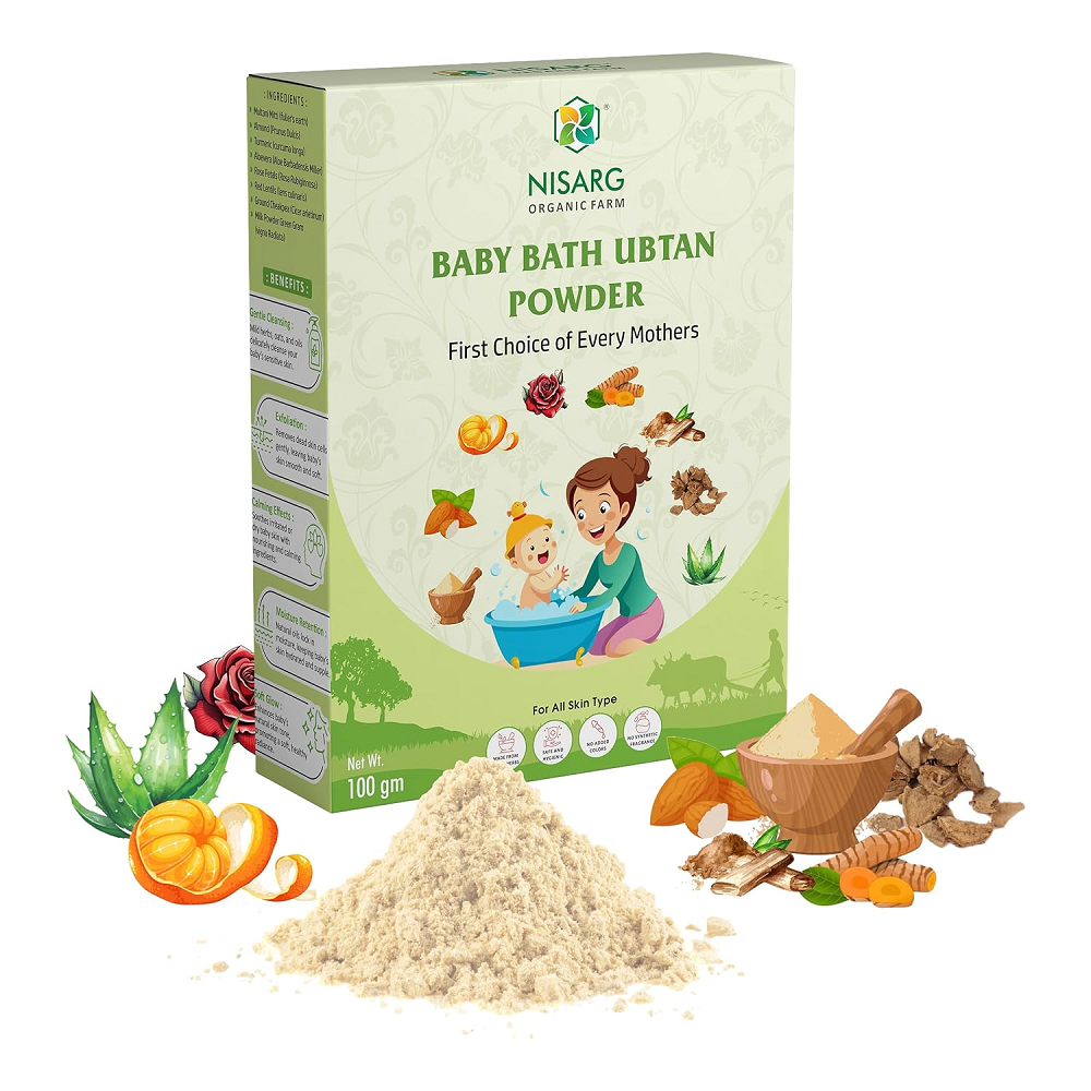 Nisarg Organic Farm Baby Bath Ubtan Powder (100 GM) (PACK OF 2)