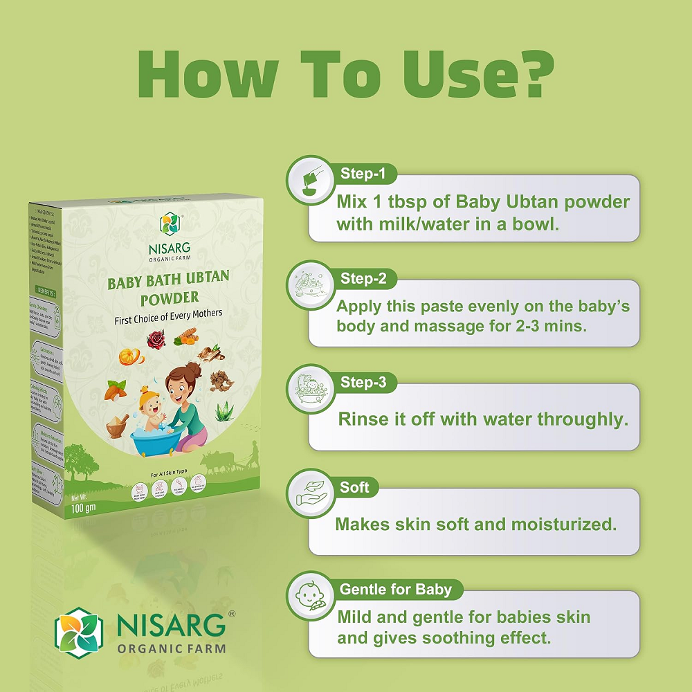 Nisarg Organic Farm Baby Bath Ubtan Powder (100 GM) (PACK OF 2)