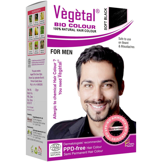Vegetal Bio Colour - 25g | Experience Natural Black Beard Hair Color for Men