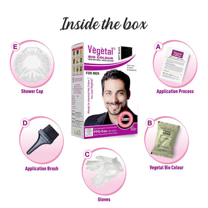 Vegetal Bio Colour - 25g | Experience Natural Black Beard Hair Color for Men