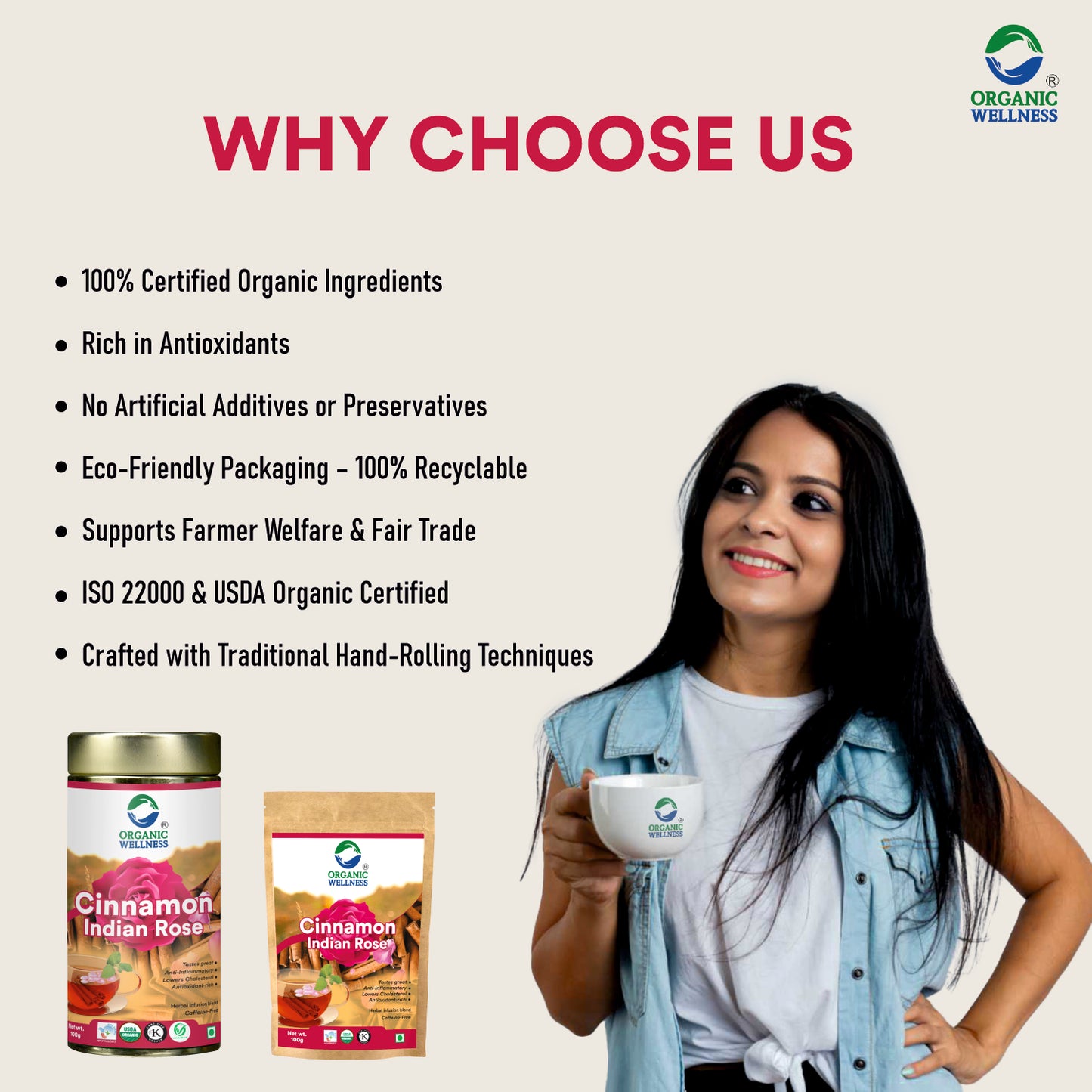 Organic Wellness Cinnamon Indian Rose Tea