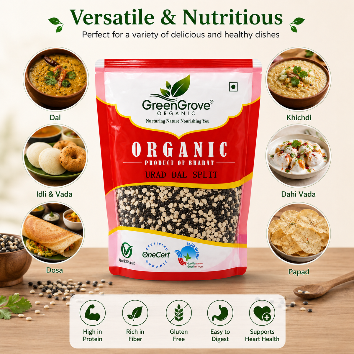 GreenGrove Organic Urad Dal Split (1 KG)