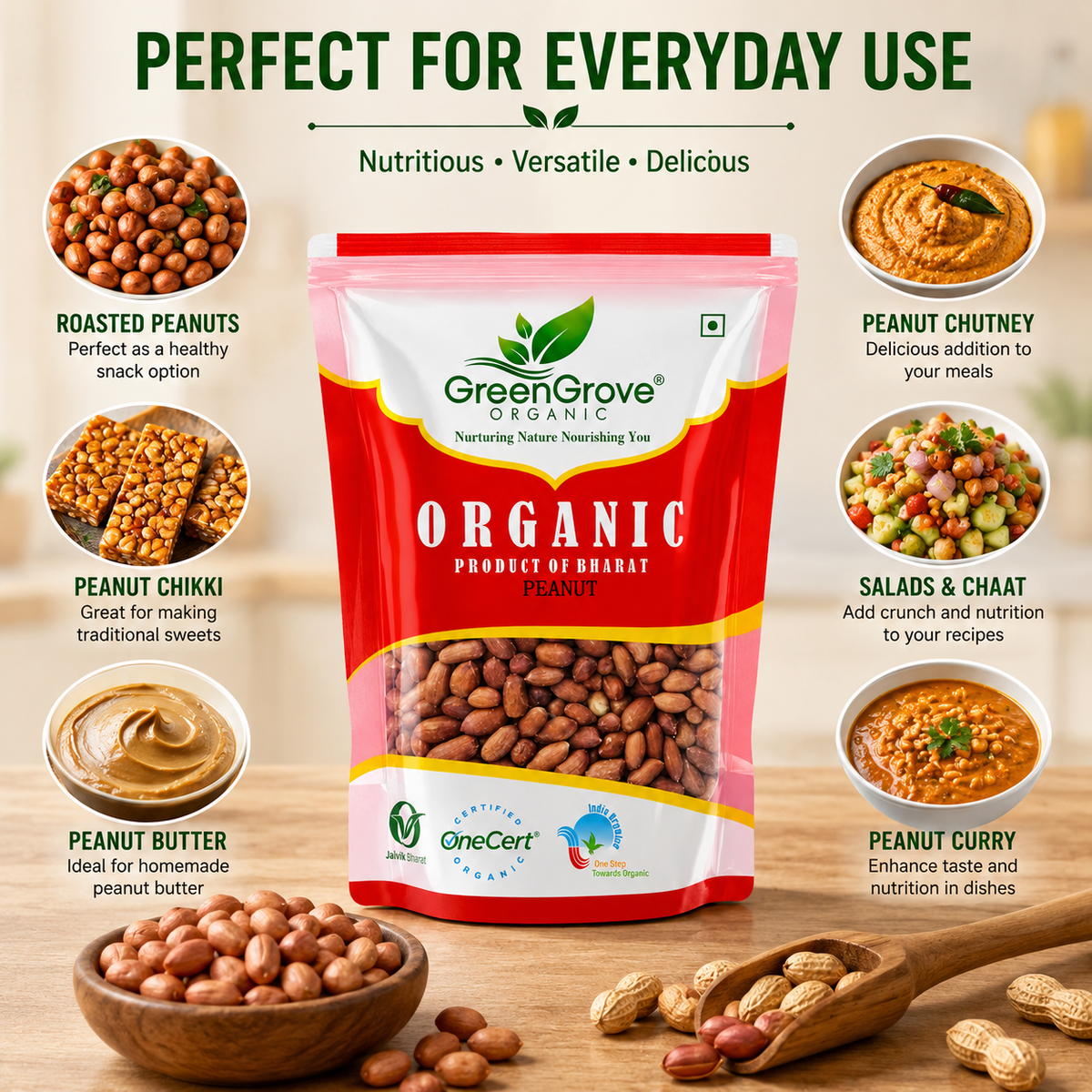 GreenGrove Organic Peanut (500 GM) (PACK OF 2)