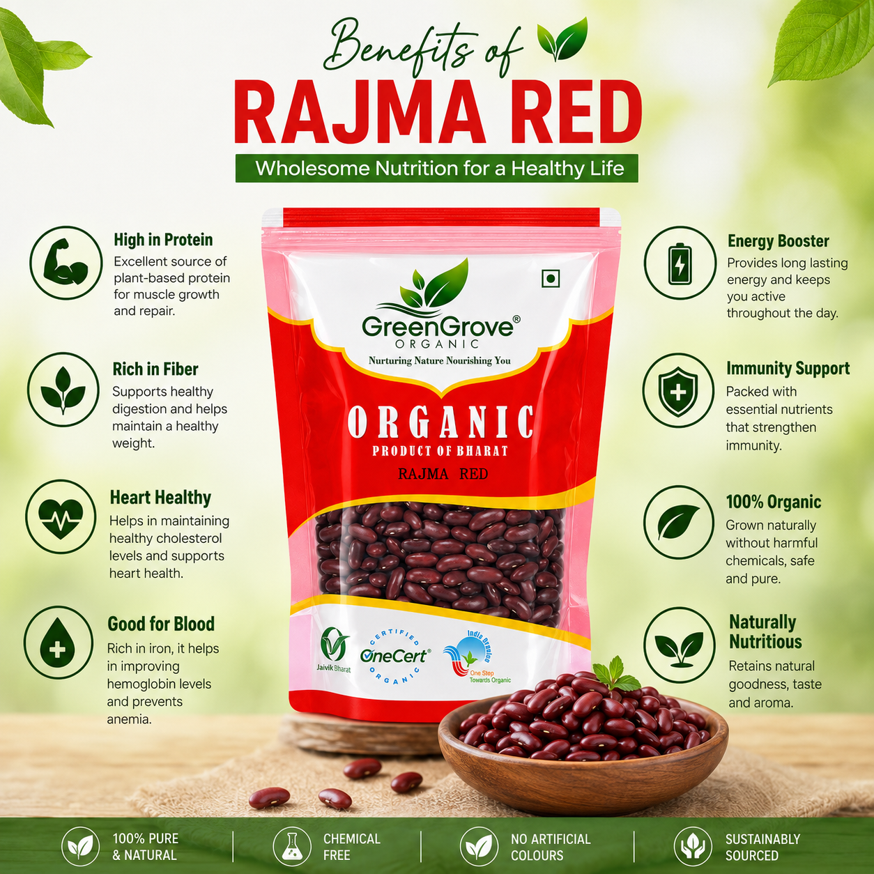 GreenGrove Organic Red Rajma (1 KG)