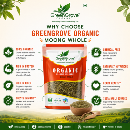 GreenGrove Organic Moong Whole (1 KG)
