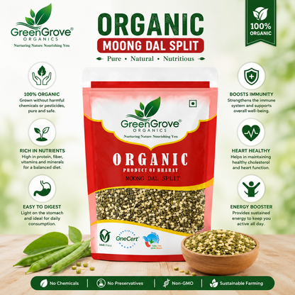GreenGrove Organic Moong Dal Split (1 KG)