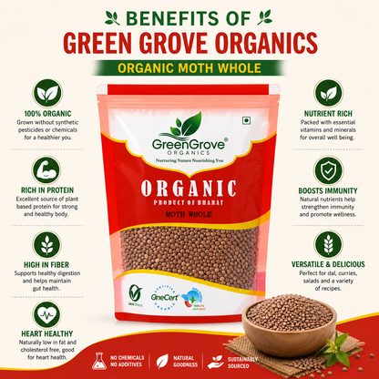 GreenGrove Organic Moth Whole (500 GM) (PACK OF 2)
