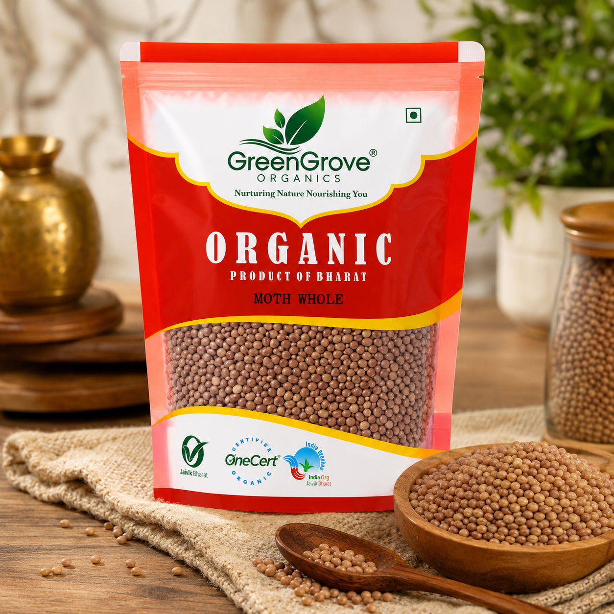 GreenGrove Organic Moth Whole (500 GM) (PACK OF 2)
