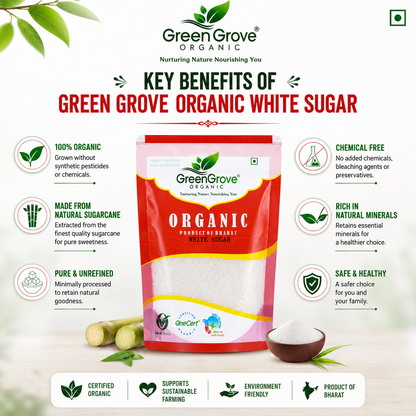 GreenGrove Organic White Sugar (1 KG) (PACK OF 2)